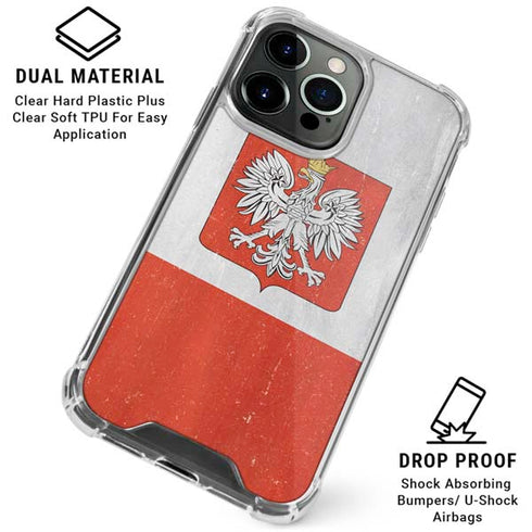 Poland Flag Distressed iPhone 16 Pro Clear Case